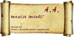 Antalik Anikó névjegykártya